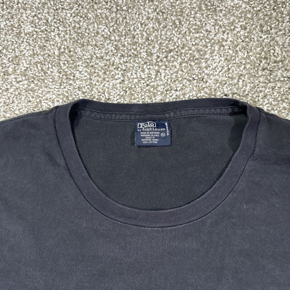 Vintage Polo Ralph Lauren Pocket T-Shirt Mens XL 90s Black Single Stitch Pony - Picture 3 of 6